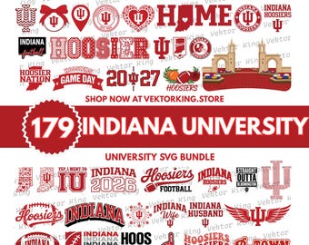 Indiana SVG PNG Bundle | 179 Designs | College Football Game Day Shirt | Crimson Cream University Cricut Sublimation DTF Digital Download