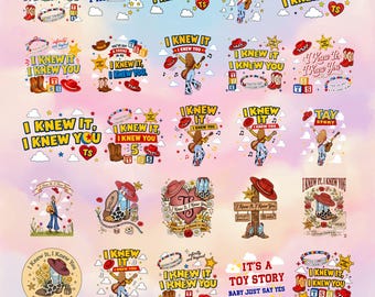 Toy Story TS I Knew It I Knew You PNG 25 Bundle Design, Western Cowgirl Digital Download, Birthday Era Graphic for T-Shirt Mug Sticker
