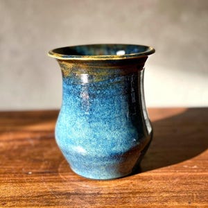 Handcrafted Stoneware Vase: Persephone Goddess of Seasons, Earthy Blue Glaze