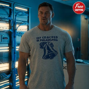Reacher Get Cracked in Philadelphia T-shirt, Liberty Bell T-shirt, Reacher Seizoen 4 Geïnspireerd T-shirt, Philadelphia Grafisch T-shirt, Cadeau voor tv-serie