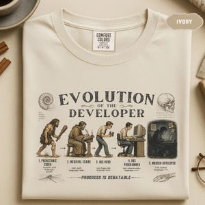 Developer Evolution Shirt | Comfort Colors 1717 T-Shirt | Funny Programmer Tee | Software Engineer Gift | Coding Shirt | Geek Graphic Tee