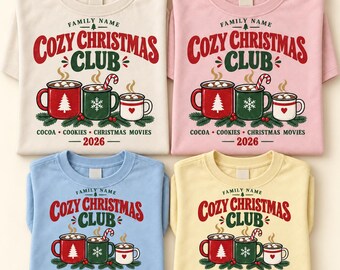 Cozy Christmas Club Personalized Family Holiday Shirt S-4XL