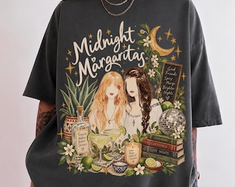 Midnight Margaritas Shirt Girls Night Cocktail Tee Long Sleeve S-4XL