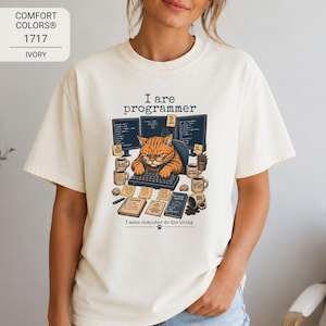 Programmer Cat Shirt, Comfort Colors 1717, Funny Coding Cat Tee, Software Engineer Gift