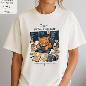 Programmer Cat Shirt, Comfort Colors 1717, Funny Coding Cat Tee, Software Engineer Gift