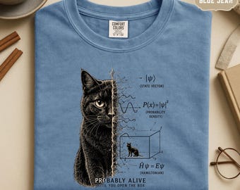 Schrodingers Cat Physics T Shirt Quantum Mechanics Science Nerd Tee S-4XL