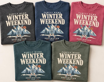 Personalized Family Ski Trip Shirt, Comfort Colors T-Shirt & Long Sleeve, Retro Winter Weekend