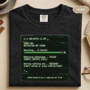Funny Programmer Shirt, Motivation Not Found Tee, Coding Humor Tshirt, Software Developer Gift, IT Nerd Shirt, Comfort Colors