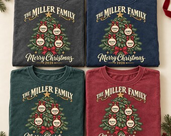 Personalized Family Christmas Tree Ornament Name Shirt S-4XL