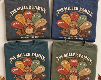 Personalized Thanksgiving Family Turkey Name Shirt S-4XL