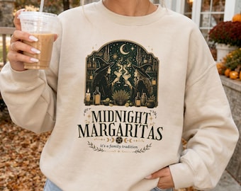 Midnight Margaritas Witchy Graphic Sweatshirt Mystical Halloween S-3XL