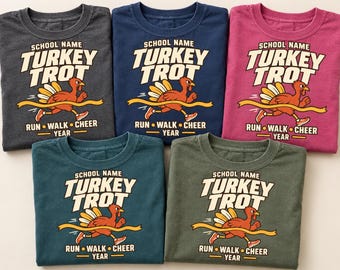 Custom School Turkey Trot Shirt, Comfort Colors T-Shirt & Long Sleeve, Personalized Thanksgiving Run