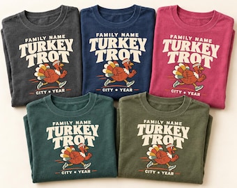 Custom Family Turkey Trot Shirt, Comfort Colors T-Shirt & Long Sleeve, Personalized Thanksgiving Run
