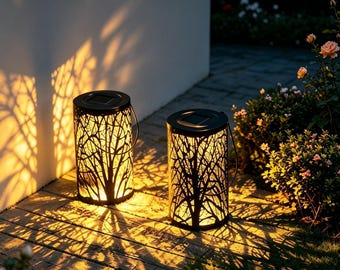 Solar Tree Shadow Yard Light,Outdoor LED Lamp,Floral Pattern Garden Light,Waterproof Landscape Light,Patio Decor Night Light