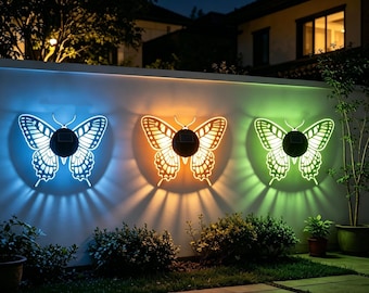 Solar Butterfly Garden Light,Colorful LED Yard Lamp,Waterproof Outdoor Light,Butterfly Pattern Landscape Light,Patio Decor Night Light