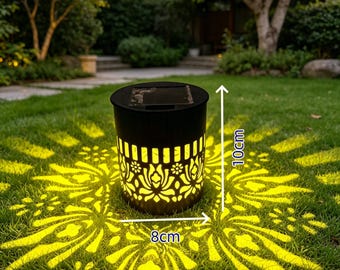 Solar Peony Flower Projection Garden Lights, Floral Cut-Out LED Outdoor Lantern, Waterproof Solar Yard Pathway Lights, Boho Yard Patio Decor