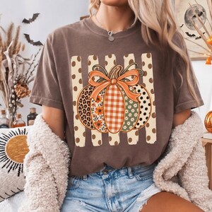 Comfort Colors® Fall Tee, Patchwork Pumpkin Shirt, Preppy Pumpkin Shirt, Cute Autumn Shirt, Pumpkin Patch Tee, Thanksgiving Gift For Her