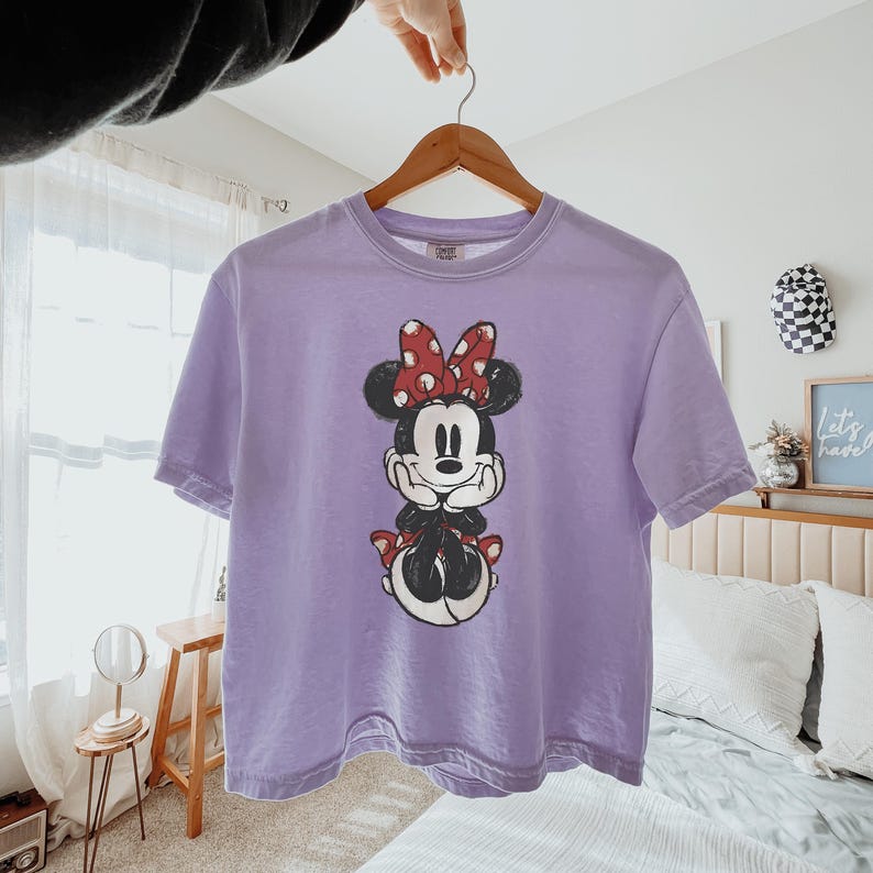 Comfort Colors® Disney Classic Minnie Mouse Boxy Tee, Retro Minnie Crop Top, Disneyland Holiday Girls Matching Crop, Vintage Minnie Gift Tee image 4