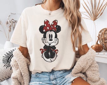 Comfort Colors® Disney Classic Minnie Mouse Shirt, Retro Minnie T-Shirt, Disneyland Holiday Family Matching Shirt, Vintage Minnie Gift Tee