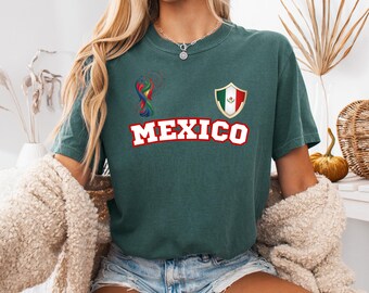Comfort Colors® Retro Mexico 1968 Typography Tee, Vintage Mexico Soccer Tee, Mexican Eagle T-Shirt, National Pride Apparel, Viva Mexico Tee