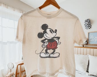 Comfort Colors® Mickey Mouse Boxy Tee, Retro Disney Crop, Disneyland Girls Matching Crop, Classic Mickey Crop, Disney Trip Mickey Gift Crop