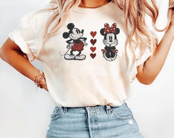 Comfort Colors® Vintage Mickey Minnie Shirts, Mickey and Friends Matching Shirt, Retro Disney Trip Tee, Mickey Minnie Couple T-Shirt,