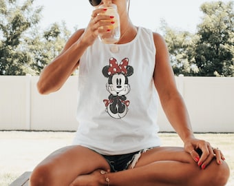 Comfort Colors® Disney Classic Minnie Mouse Tank Top, Retro Minnie Tank, Disneyland Holiday Girls Matching Tank Top, Vintage Minnie Gift Tee