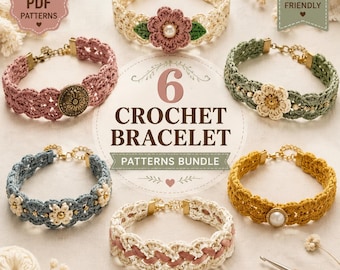 6 Crochet Bracelet Patterns Bundle | Handmade Jewelry Crochet PDF Patterns | DIY Bracelet Making Tutorial | Instant Download