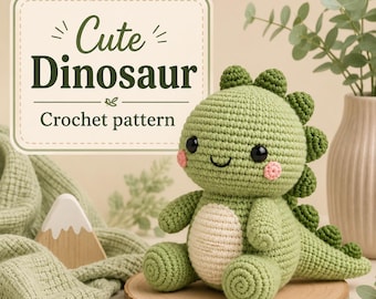 Cute Dinosaur Crochet Pattern PDF | Amigurumi Dinosaur Pattern | Instant Digital Download | Easy Crochet Toy Pattern