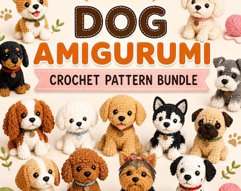 Dog Amigurumi Crochet Pattern Bundle |  PDF Patterns | Cute Puppy Amigurumi | Digital Download | DIY Crochet Animals | Beginner Friendly
