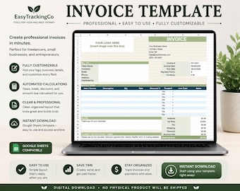 Plantilla de factura para pequeñas empresas / Generador de facturación para Google Sheets (Descarga instantánea)