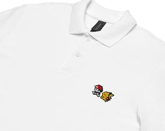 Premium Unisex pique polo shirt - Red 8bit
