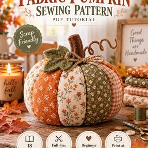 Beginner Fabric Pumpkin Sewing Pattern, Fall Decor Tutorial (PDF Download)