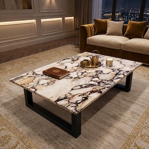 Coffee Table Calacatta Marble Rectangle Luxury Center Table Natural Stone Handmade Modern Living Room Furniture [only table top]