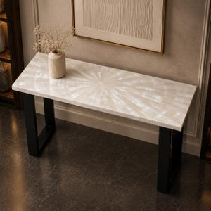 Selenit konsolbord handgjort vitt kristall entrébord lyxigt stenkonsolbord hall accent modern entréinredning [endast bordsskiva]