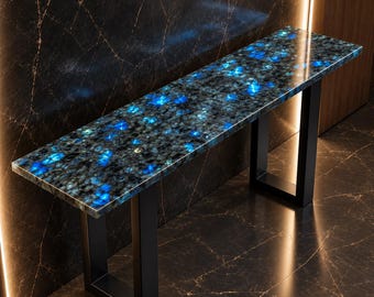 Mesa consola de labradorita, mesa de entrada de piedra de lujo, consola de pasillo de piedras preciosas hecha a mano, muebles modernos para vestíbulo [solo tablero de mesa]