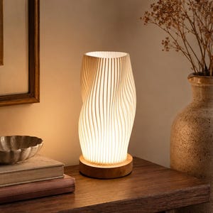 Wooden Bedside Lamp Small - Cozy 3 Zone LED Night Light, Bedroom Decor, Housewarming Gift