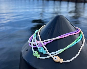 Dainty Fish Seed Bead Necklace