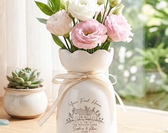 Personalized Ceramic Vase, Custom First Home Keepsake Vase, Housewarming Gift, New Home Decor, Wedding Gift, Couple Gift, Home Memory Decor