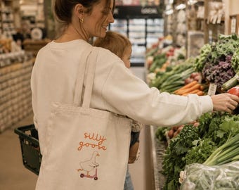 Silly Goose Tote Bag | Canvas Grocery Market Bag