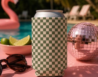 Checkered Can Coozie | Beverage Insulator