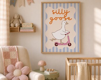 Silly Goose Scooter Poster | Rolled Poster, Cute Nursery Wall Art