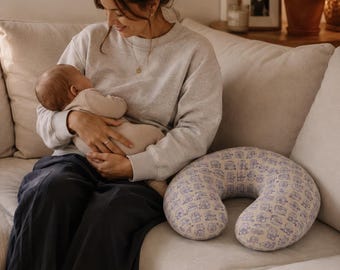 Sardines Nursing Pillow Cover | Lavender Script Icons