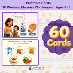 Printable Memory Recall Game Cards for Kids Ages 4-6 (Digital Download)