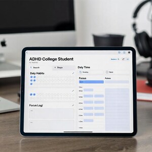 ADHD College Student Planner 2026 | Digital Daily Planner for Focus, Time Blocking, Habit Tracking and Academic Success GoodNotes Printable