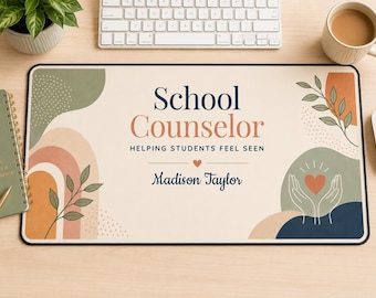 Gepersonaliseerde bureauonderlegger voor schooldecaan, bureauonderlegger met eigen naam, decoratie voor de begeleidingsruimte, cadeau voor de decaan