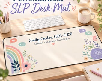 Gepersonaliseerde bureauonderlegger voor logopedisten, met eigen naam, decoratie voor logopediepraktijk, cadeau voor logopedisten