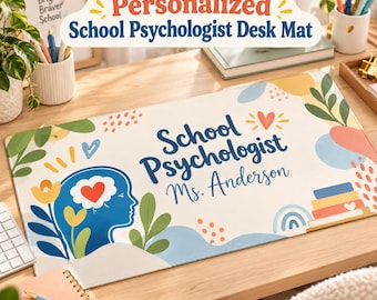 Gepersonaliseerde bureauonderlegger voor schoolpsychologen, muismat met eigen naam, cadeau voor schoolpsychologen