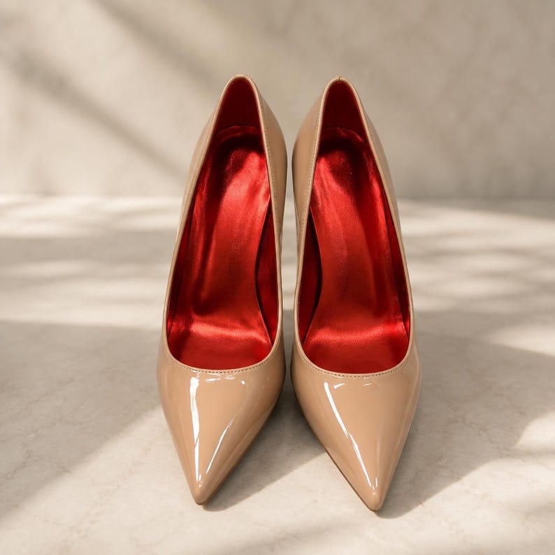 Black Patent Stiletto Pumps: Pointed Toe Heels with Red Sole Luxury Party Shoes image 3