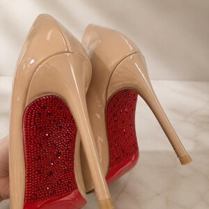 Black Patent Stiletto Pumps: Pointed Toe Heels with Red Sole Luxury Party Shoes image 6